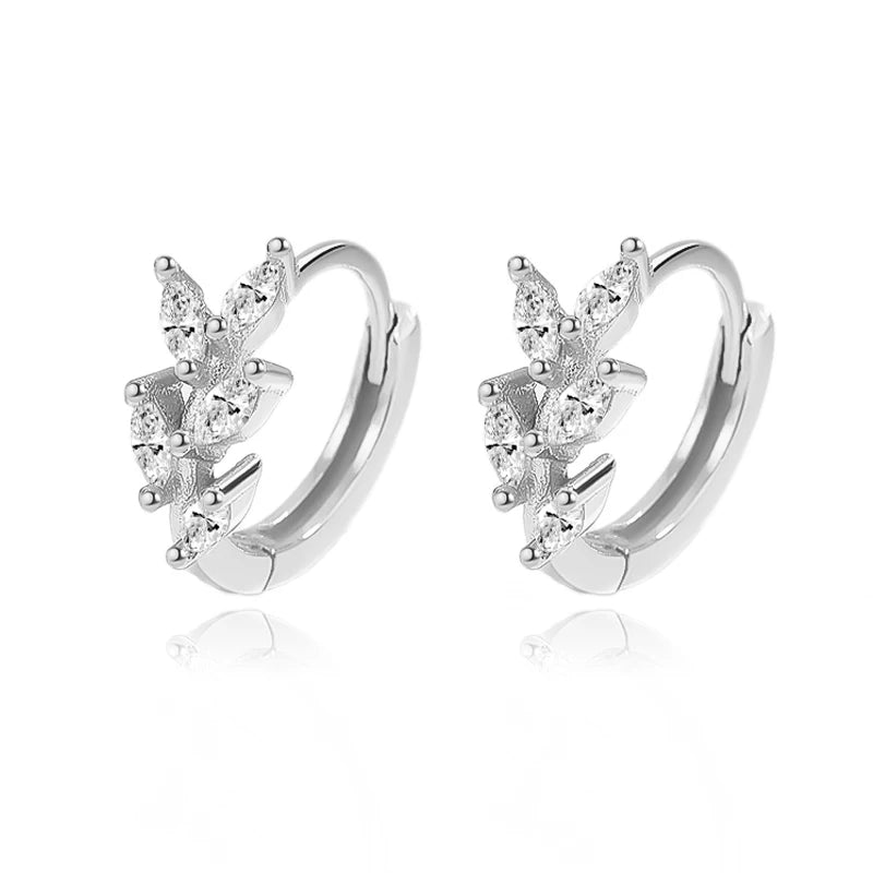 TrustDavis Real 925 Sterling Silver 2022 Fashion Leaf Zircon Charm Hoop Earrings For Women Wedding Statement Fine Jewelry DG0103