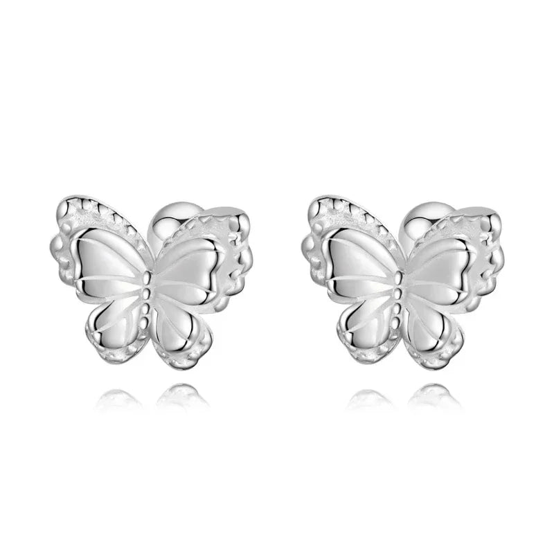 TrustDavis Girls Real 925 Sterling Silver Cute Butterfly Stud Earrings Girls Daughter Birthday Party Gift Jewelry DS4298