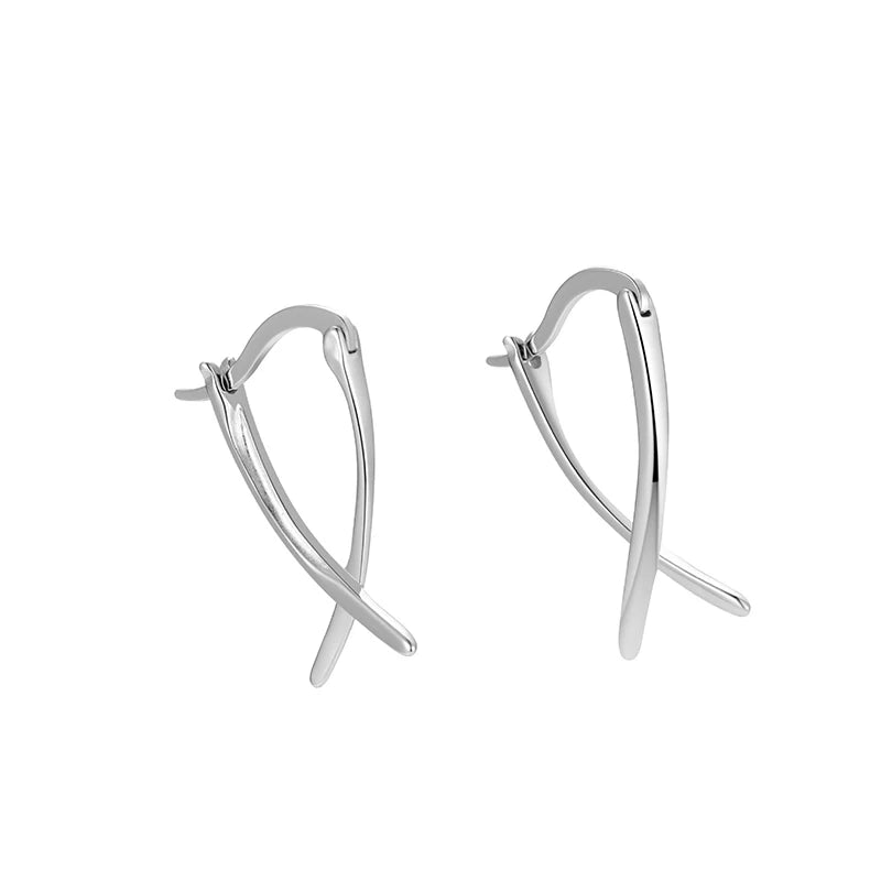 TrustDavis Real 925 Sterling Silver Women's Fashion Simple Cross X-shape Earrings for Women Girls Gift Fine Jewelry DS4674