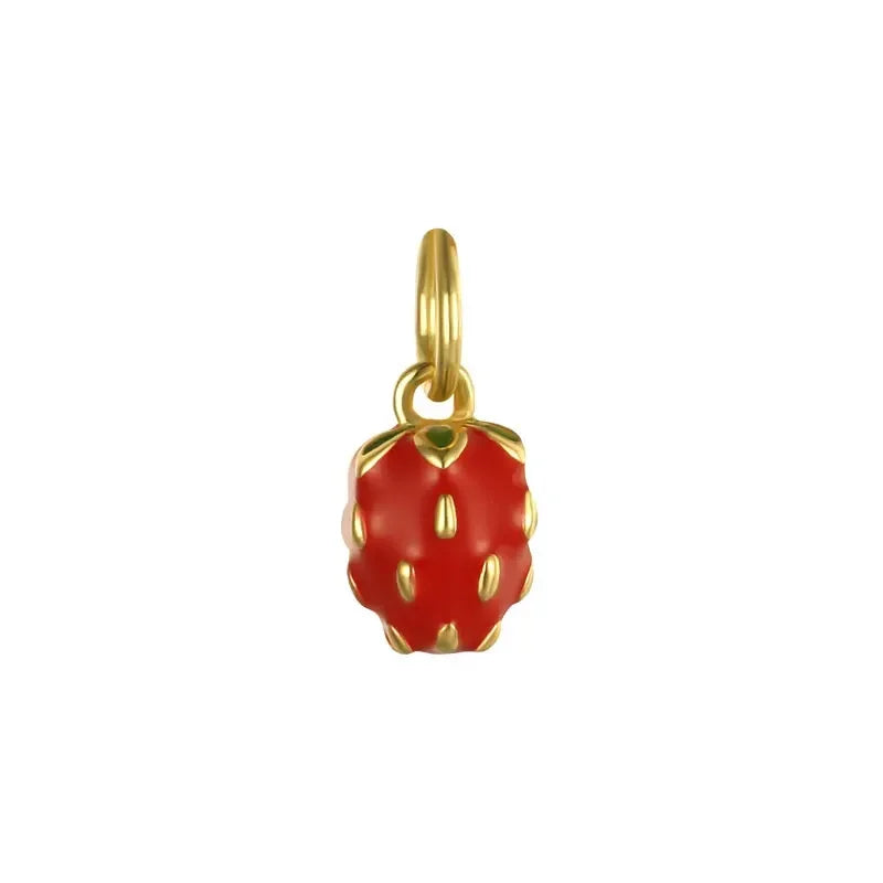 TrustDavis Real 925 Sterling Silver Personality Fashion Sweet Strawberry Charm Pendant Handmade DIY Accessories Jewelry HY013