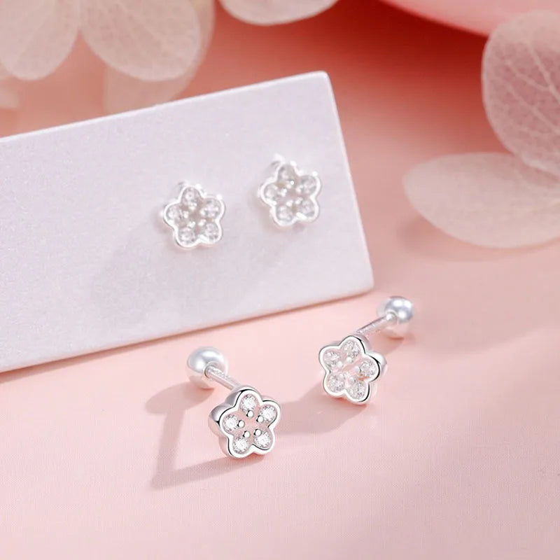 Flower Zircon Silver Earrings DS4894