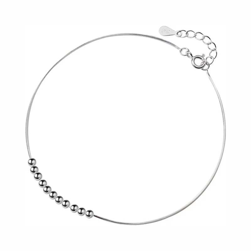Trustdavis Minimalist 100% 925 Sterling Silver Fashion Babysbreath Chain Anklets For Women Wedding Silver 925 Jewelry Gift DA985