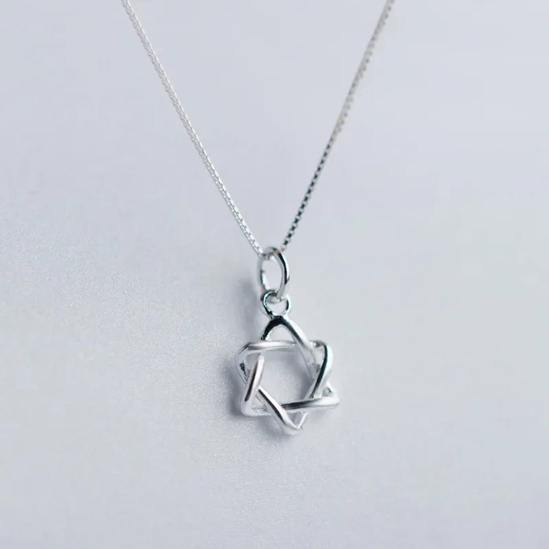 TrustDavis Real 925 Sterling Silver Fashion Hexagram Star Pendant Handmade DIY Necklace Accessories Jewelry Wholesale HY739