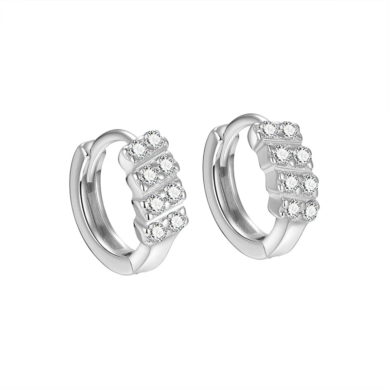 TrustDavis Real 925 Sterling Silver Women's Fashion Colorful Zircon Circle Earrings for Women Girls Gift Fine Jewelry DS4670