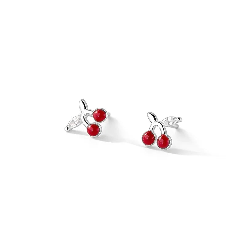 Cherry Zircon Silver Earrings DS4872