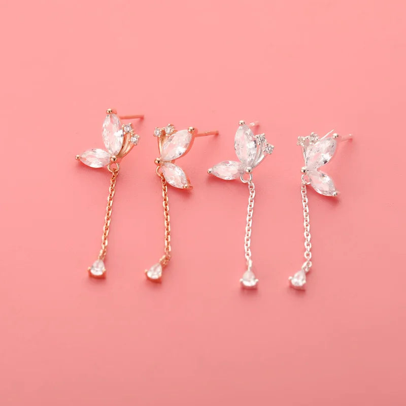 Butterfly Dazzling Chain Stud Earrings DT08