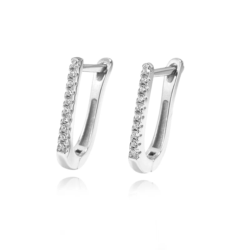 TrustDavis Real 925 Sterling Silve Hoop Square Cat's Paw Heart CZ Pendant Hoop Earrings For Daughter Girls Women Jewelry DG0190