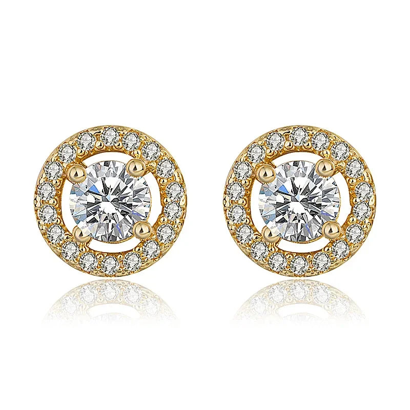 Geometric Round Zircon Cat Stud Earrings DA2620