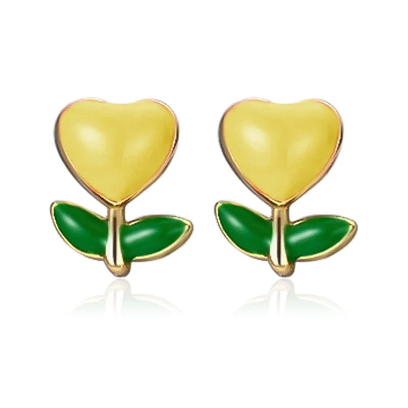 TrustDavis Real 999 Sterling Silver Cute Heart Flower Stud Earrings for Women Young Daughter Birthday Party Gift DS4649