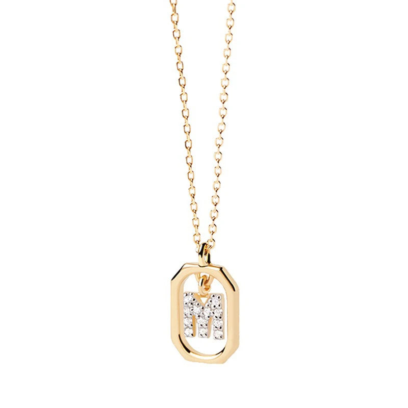 Square Hollow 26 Letter Necklace DS4772