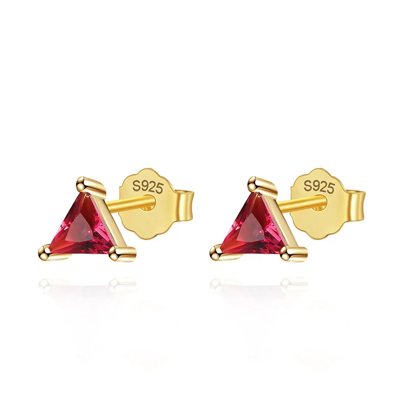 Colour CZ Triangle Round Charm Stud Earrings DA2701