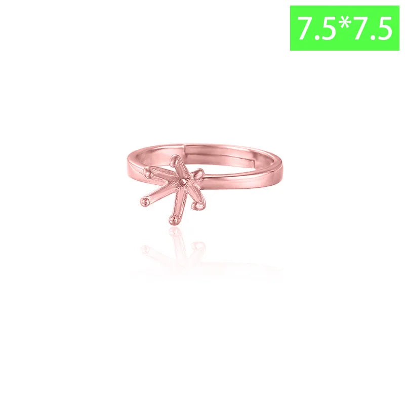 TrustDavis Real 925 Sterling Silver Fashion Six Claw Couple Ring Empty Stand Handmade DIY Accessories Wholesale DZ1688