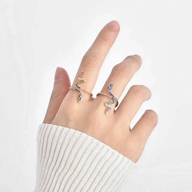 Snake Dazzling Zircon Opening Rings DA2434