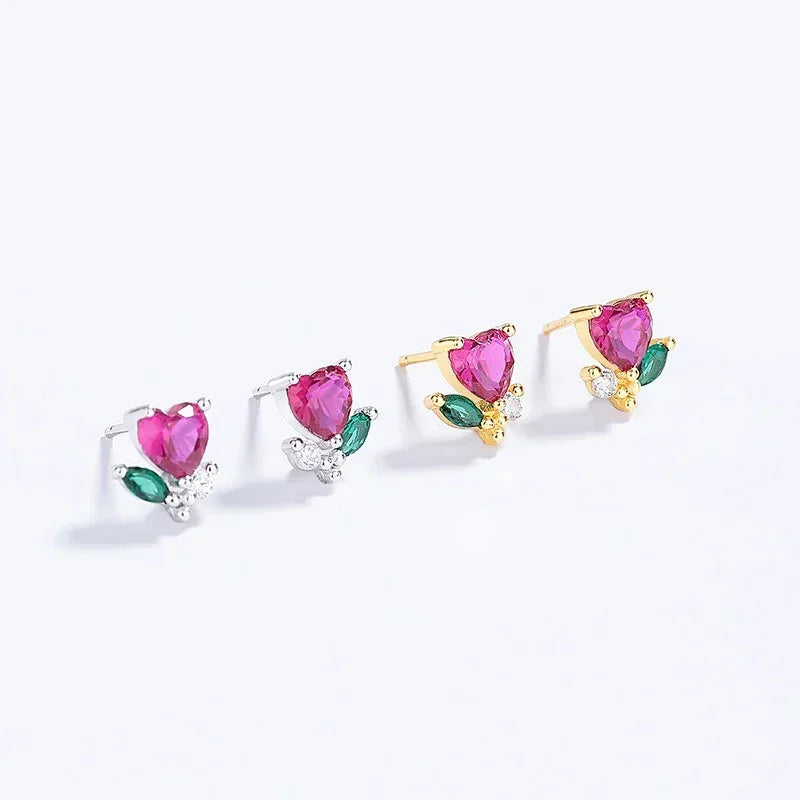 Trustdavis Real 925 Sterling Silver Fashion Flower Stud Earrings Plant Gift for Women Wedding Birthday Present Jewelry DS4025