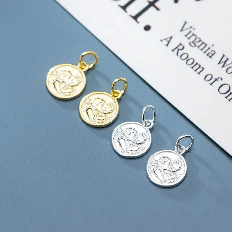 Round Portrait Coin Charm Pendant DIY Accessories Jewelry DZ111