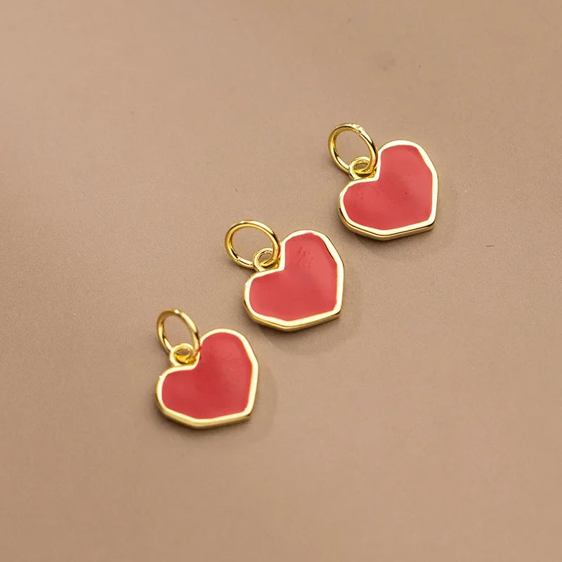 Red Heart Charm Pendant Handmade DIY Accessories HY298