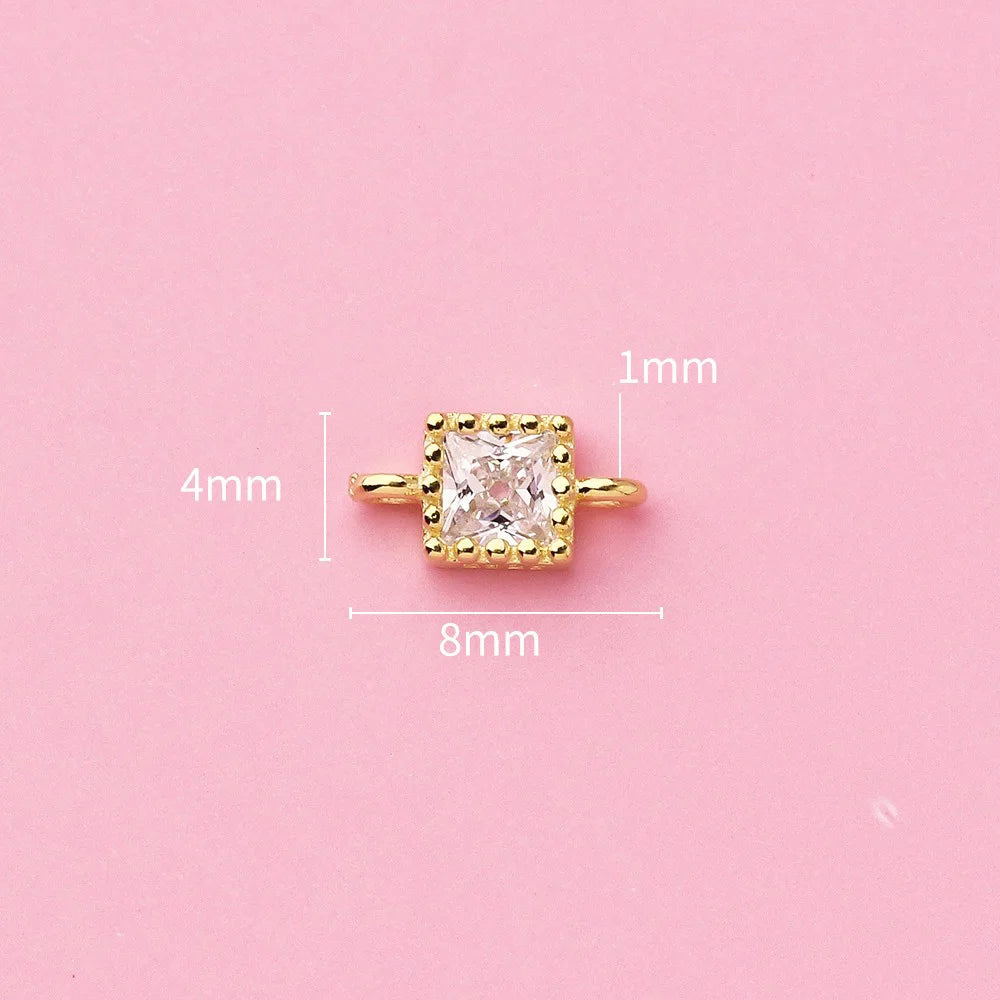 Simple Double Ring Square Charm Pendant Handmade DIY Accessories DZ1659