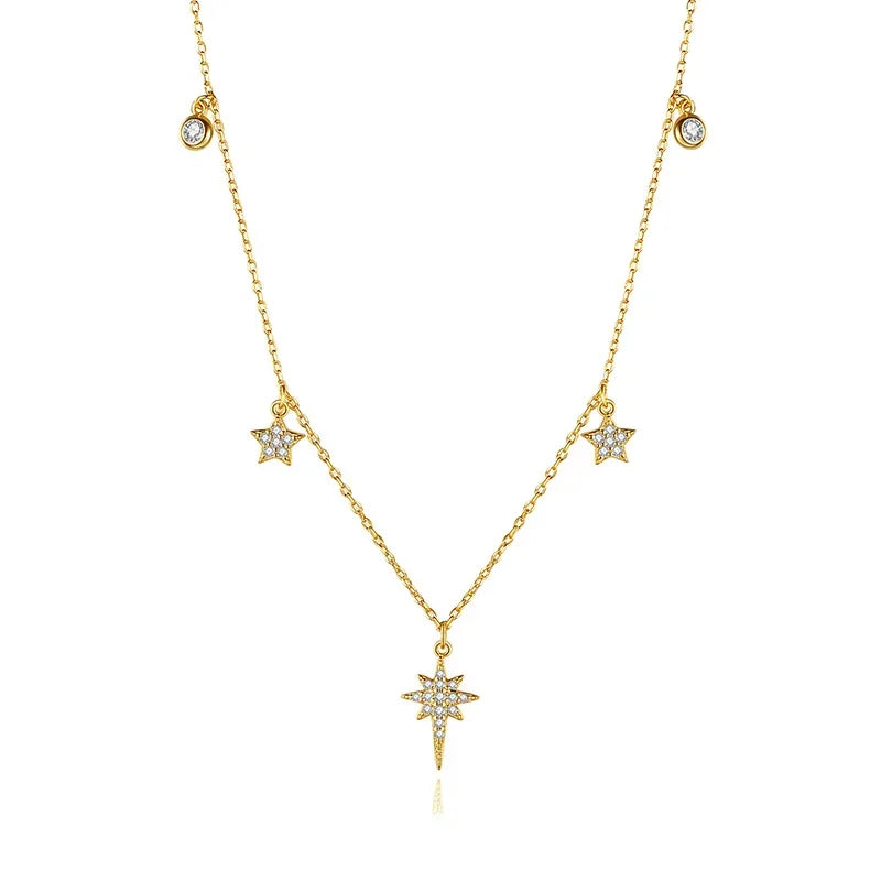 Dazzling CZ Cross Heart Star Pendant Short Necklace DS2485