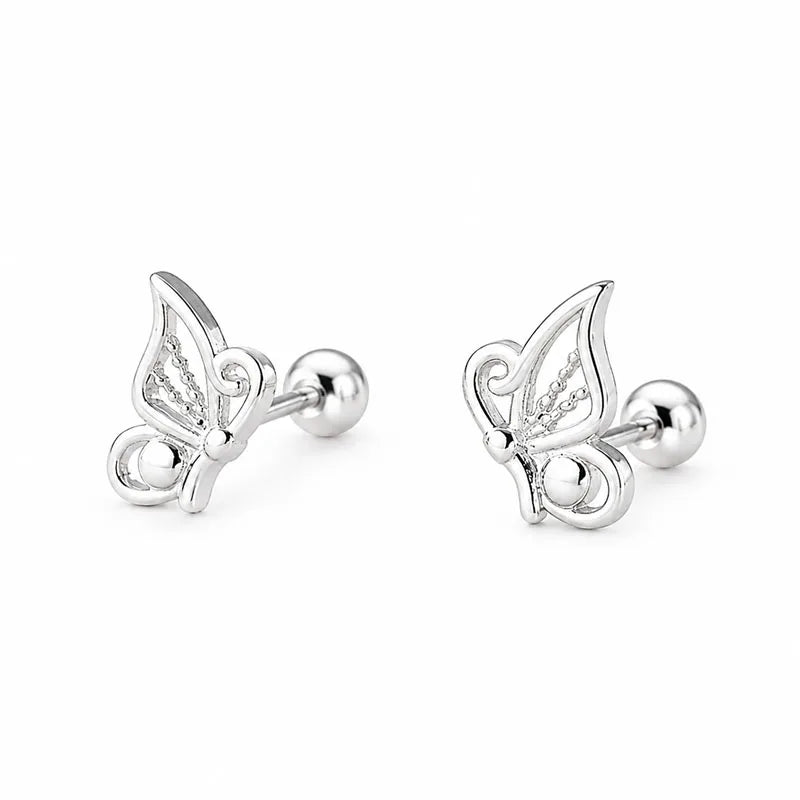 Butterfly Wing Silver Stud Earrings DS4892