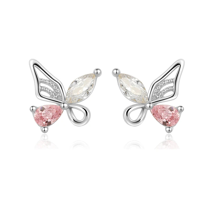 TrustDavis 2024 Real 925 Sterling Silver Sweet Butterfly Screw Stud Earring for Women Daughter Birthday Gift Fine Jewelry DS4618