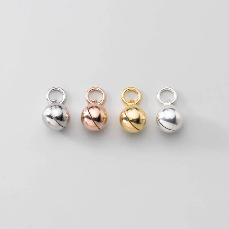 TrustDavis Real 925 Sterling Silver Glossy Round Small Bell Charm Pendant Handmade DIY Accessories Jewelry Wholesale DZ1792