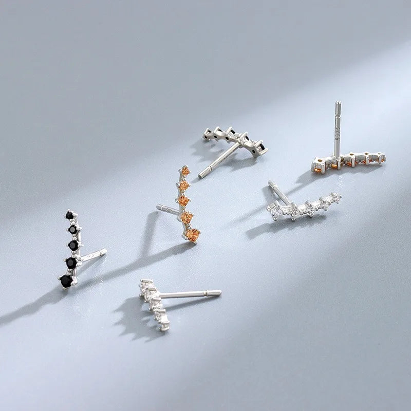 Fashion Unique Curved Colored Zircon Stud Earrings for Women DS4971