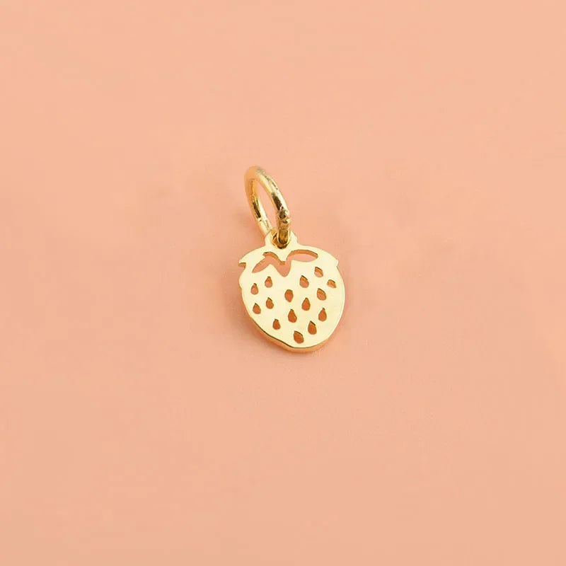 TrustDavis Real 925 Sterling Silver Personality Fashion Sweet Strawberry Charm Pendant Handmade DIY Accessories Jewelry HY078