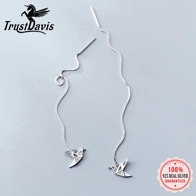 Animal Long Tassel Chain Papercranes Dangle Drop Earring DA1083