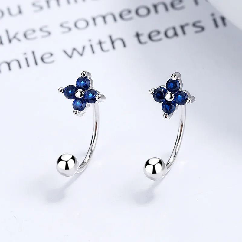 Flower Bowknot Beads Screw Stud Earrings DA2412