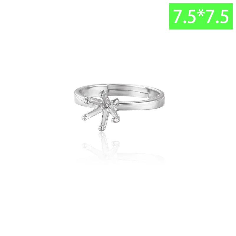 TrustDavis Real 925 Sterling Silver Fashion Six Claw Couple Ring Empty Stand Handmade DIY Accessories Wholesale DZ1688