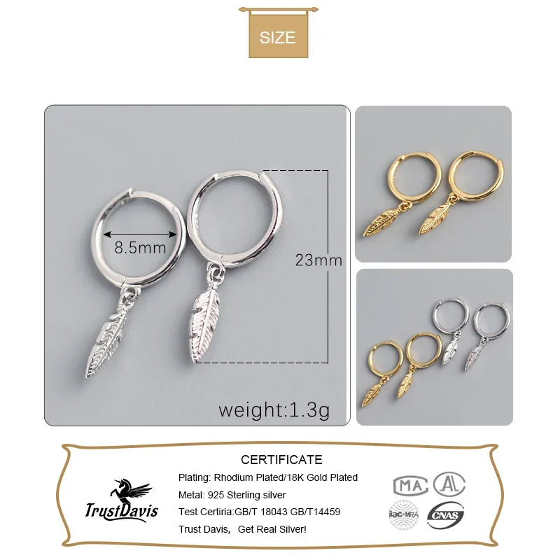 Minimalist INS Feather Hoop Earrings DA781