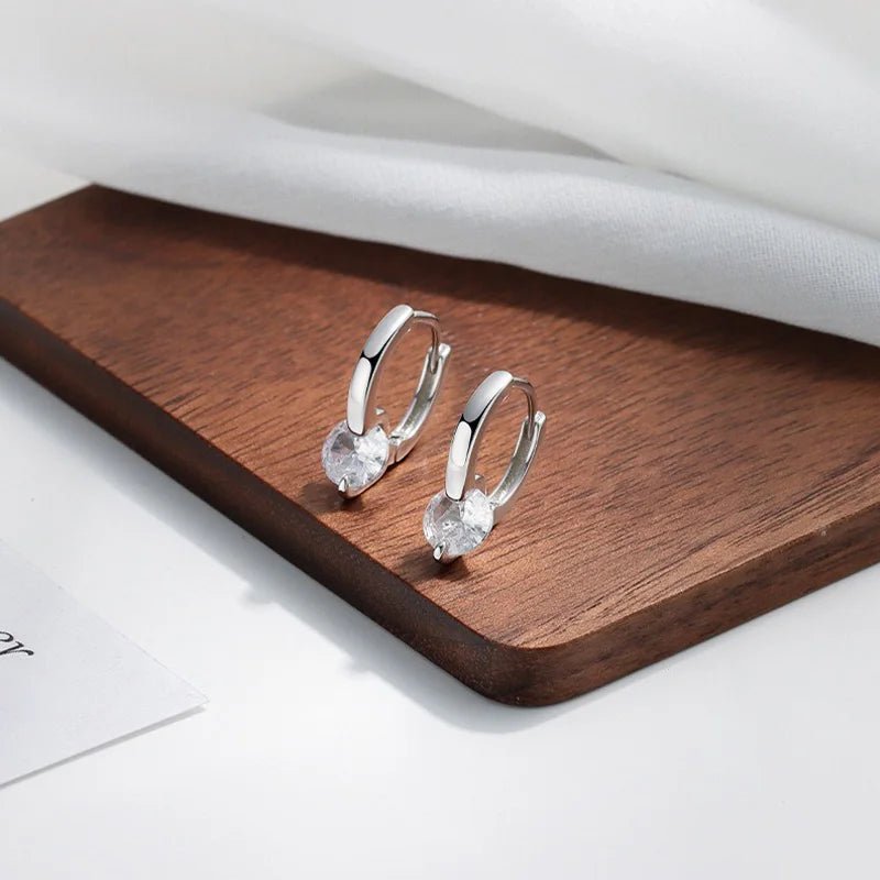 Pendientes TrustDavis Plata de Ley 925 auténtica a la moda para mujer, pendientes redondos simples de circonia para mujer y niña, joyería de regalo DS4235