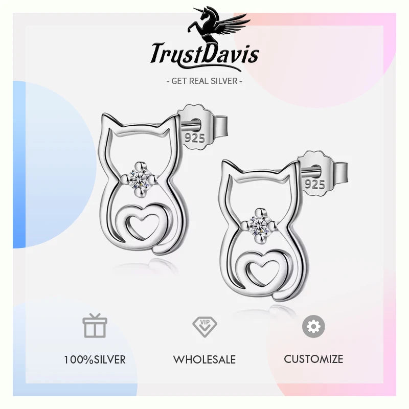 Cute Animal Hollow Cat Stud Earrings DA551