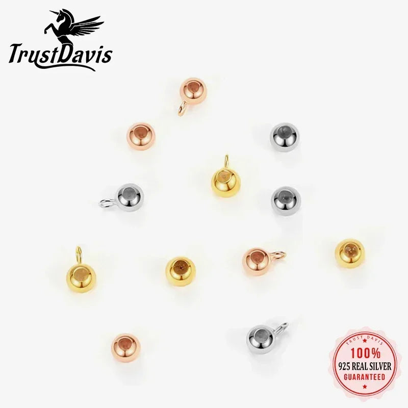 TrustDavis Real 925 Sterling Silve 3mm4mm isolation bead adjustment ball DIY Accessories Jewelry HY953