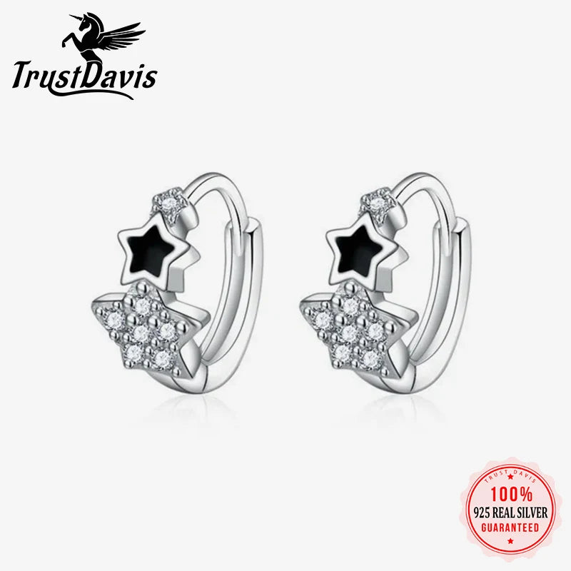 925 Sterling Silver Fine Geometry Zircon Earrings DA4028