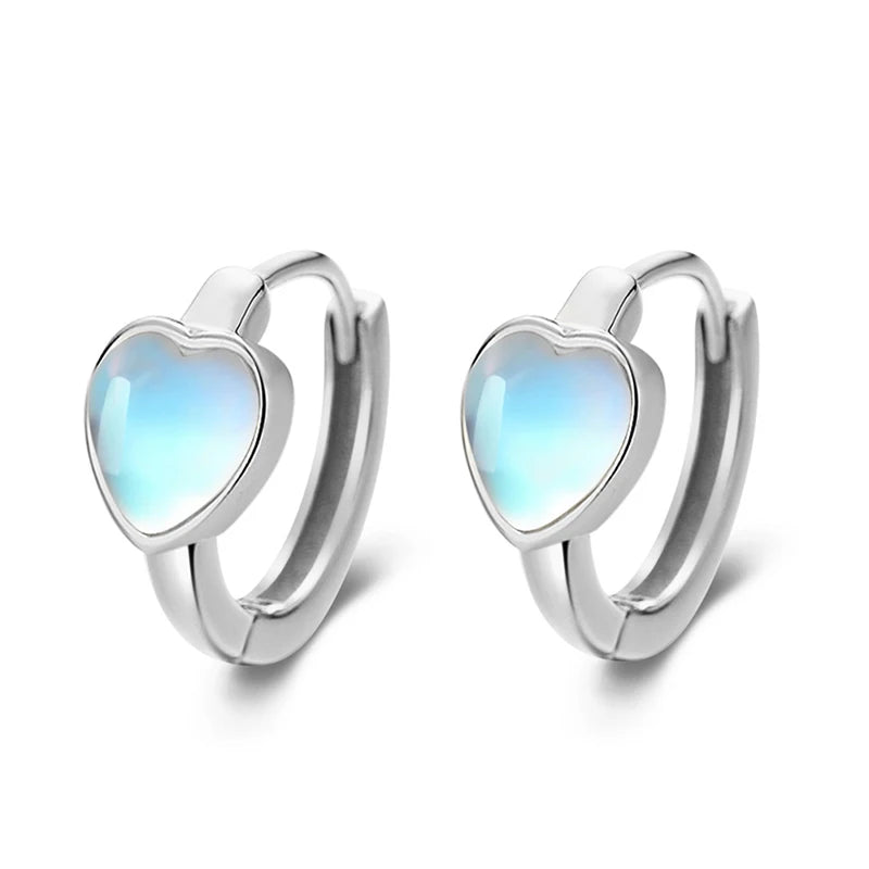 Moon Stone Hearts Round Hoop Earrings DS3602