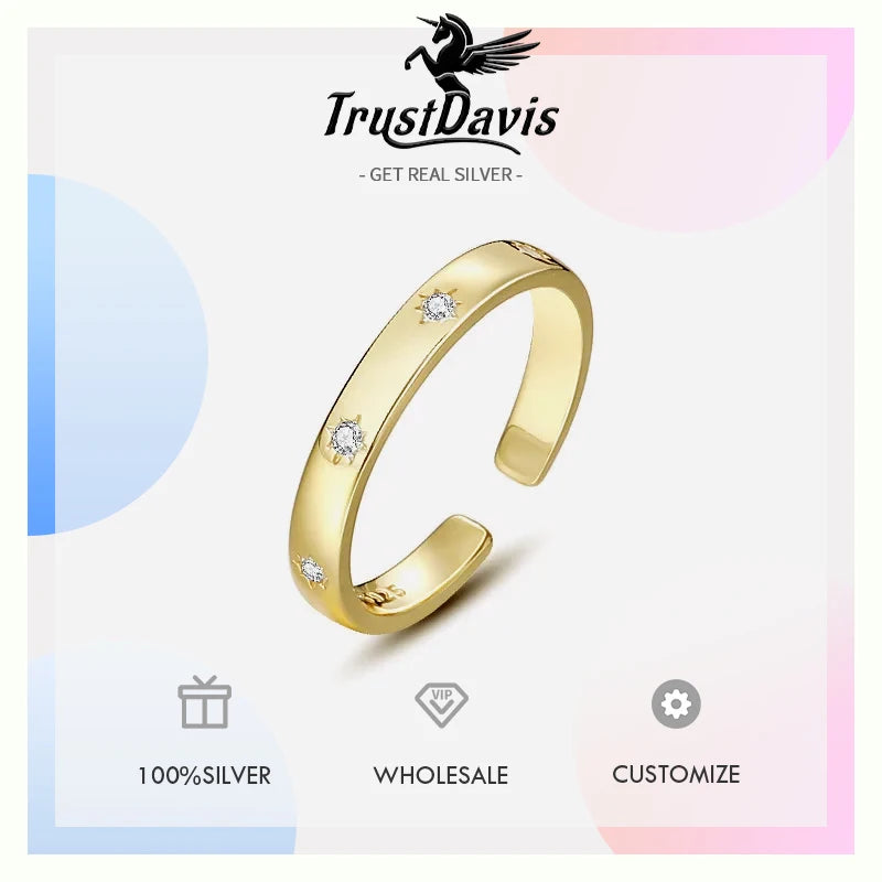 925 Sterling Silver Fashion Start Simple Opening Ring LB278