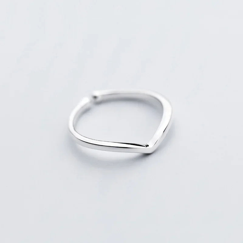TrustDavis Women V Shape Ring Letter Opening Fashion Jewelry Pure 100% 925 Sterling Silver Finger Rings Best Gift DS435