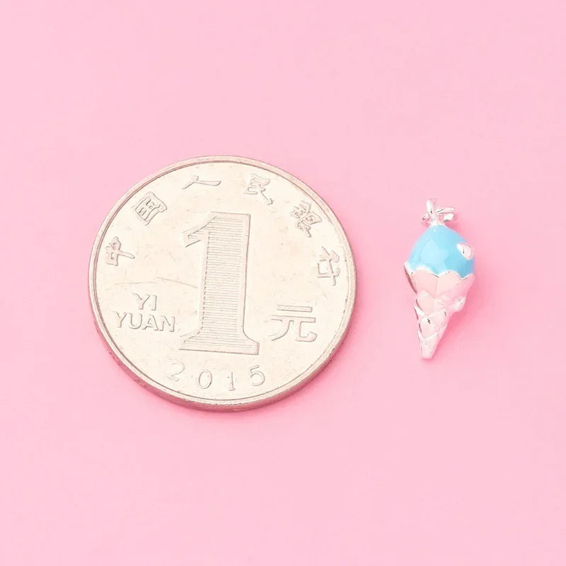 TrustDavis Real 925 Sterling Silver Cute Lovely Colored Ice Cream Pendant Handmade Bracelet Necklace Accessories Jewelry DZ1656
