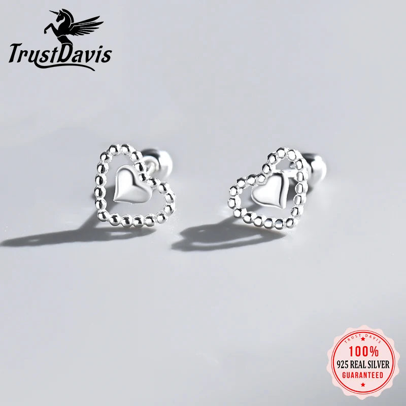 925 Sterling Silver Fashion Cute Romantic Love Stud Earrings DS4075