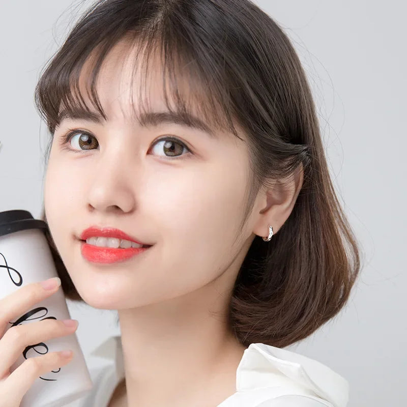 TrustDavis Real 925 Sterling Silver Fashion Geometric Rhombus Unique CZ Hoop Earring For Women Wedding Christmas Jewelry DA2730