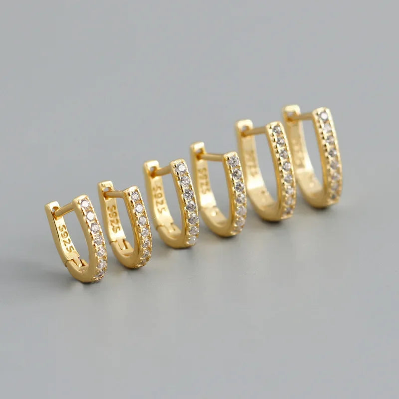 925 Sterling Silve Fashion Minimalist Geometric Zircon Gothic Hoop Earrings DA2723