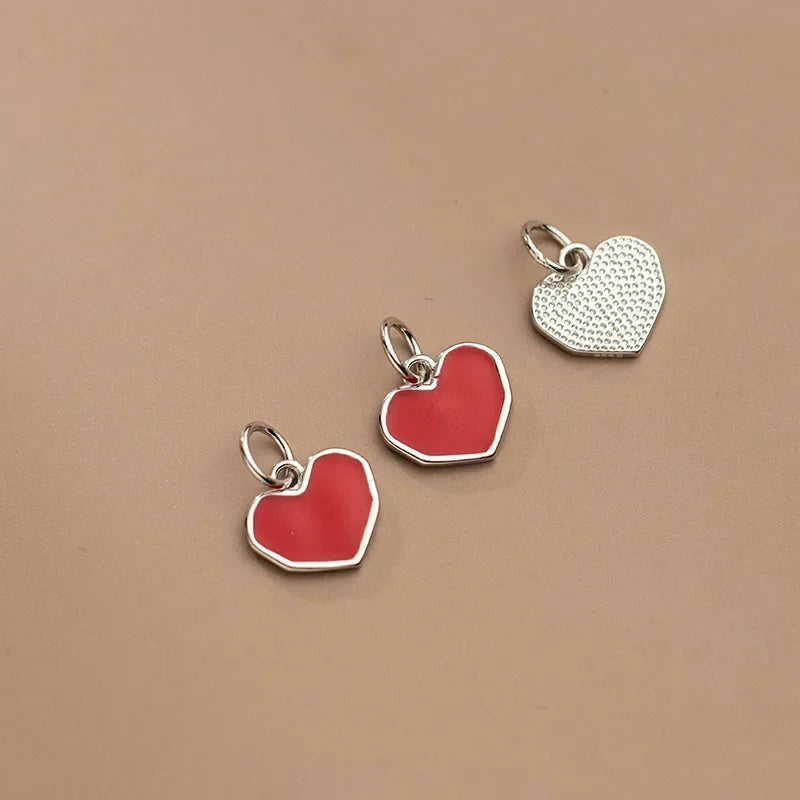 Red Heart Charm Pendant Handmade DIY Accessories HY298
