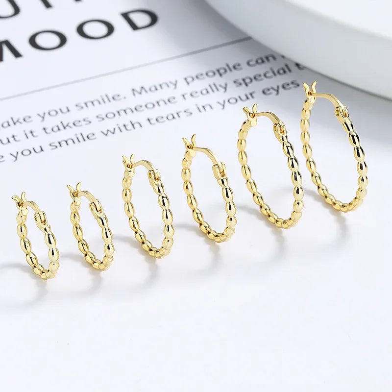 TrustDavis 2024 Real 925 Sterling Silver Sweet Geometric Twists Hoop Earrings for Women Wedding Party Fine Gift Jewelry DF025