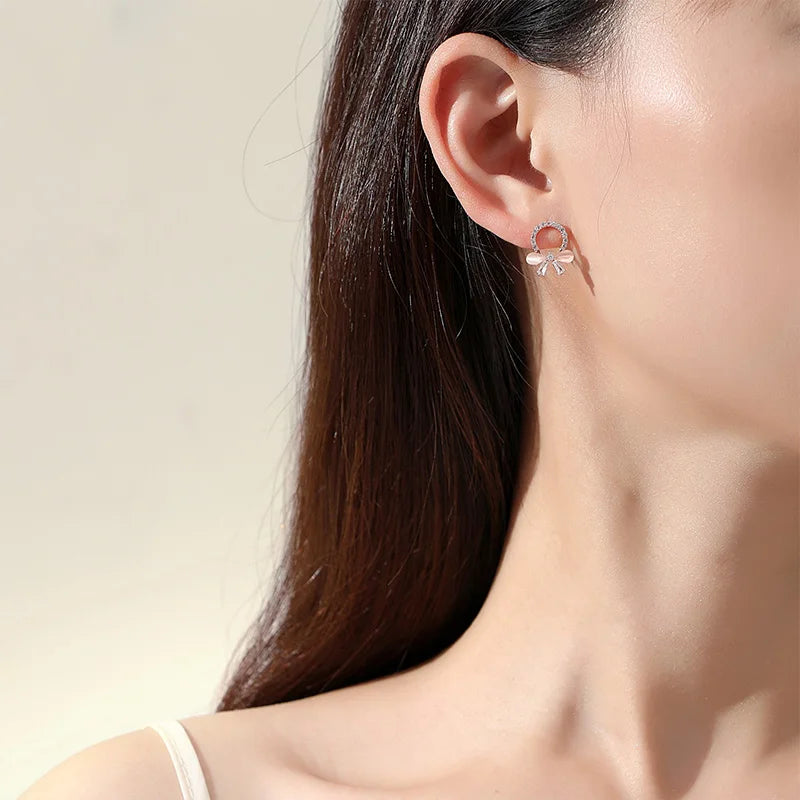Fashion Sweet Flower Circle Bow Wreath Earrings DS4367