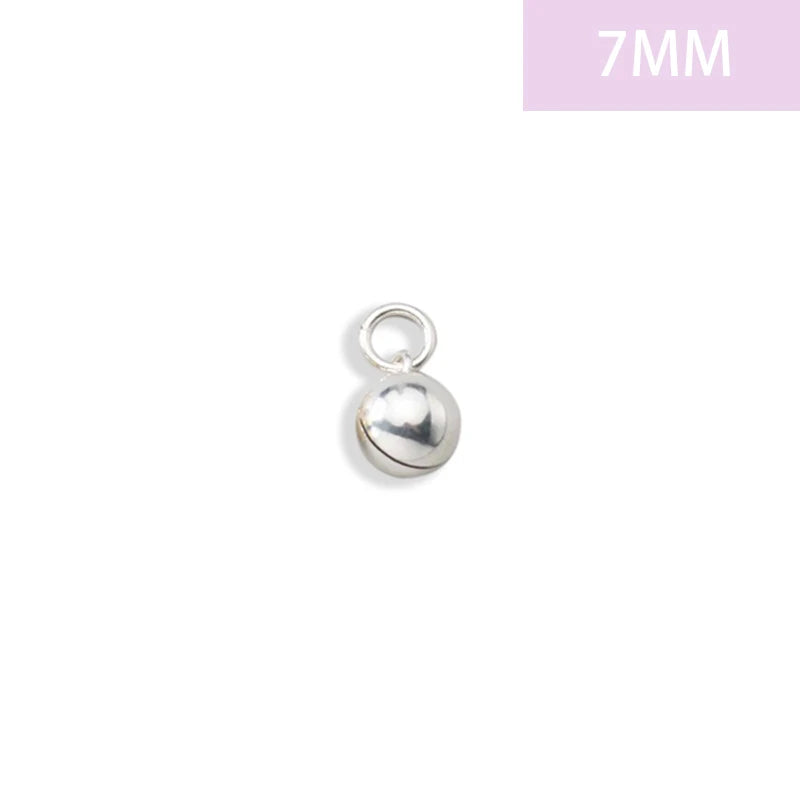 TrustDavis Real 925 Sterling Silver Glossy Round Small Bell Charm Pendant Handmade DIY Accessories Jewelry Wholesale DZ1792