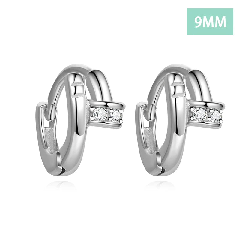 Trustdavis Womens Fashion 100% 925 Sterling Silver Geometric Hoop Earrings Set with Diamonds Anniversary Party DS4098