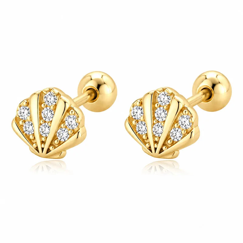 Ocean Shell Zircon Stud Earrings DS4917