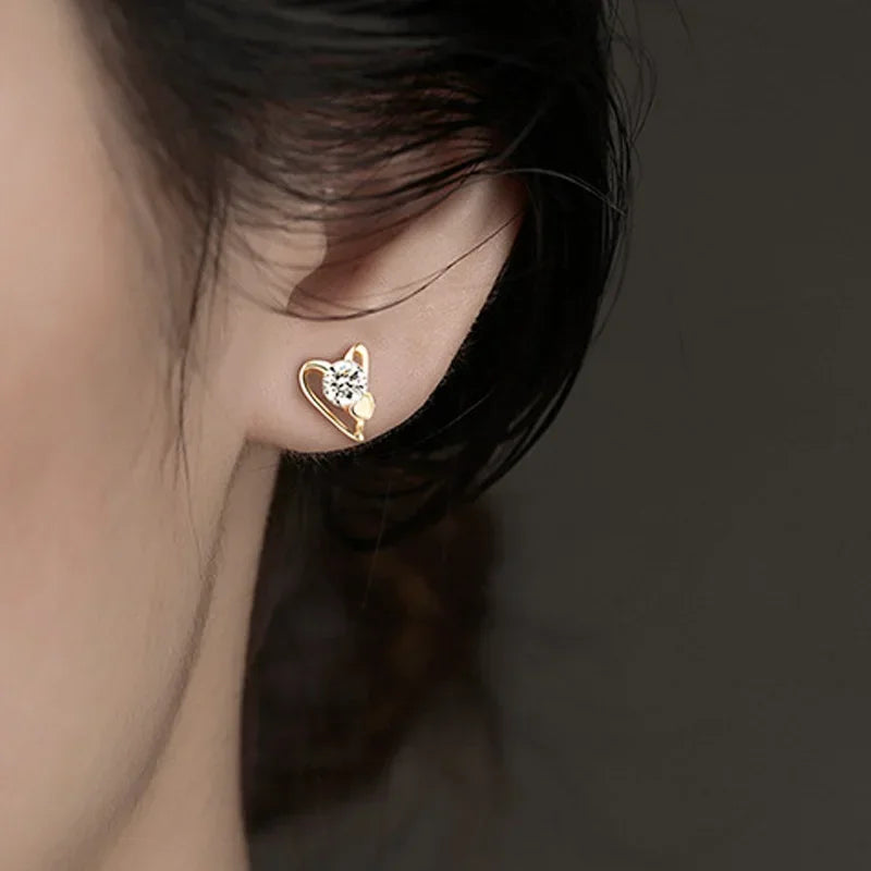 TrustDavis Girls Real 925 Sterling Silver Romantic Heart Screw Stud Earrings Women Daughter Birthday Party Gift Jewelry DS4311