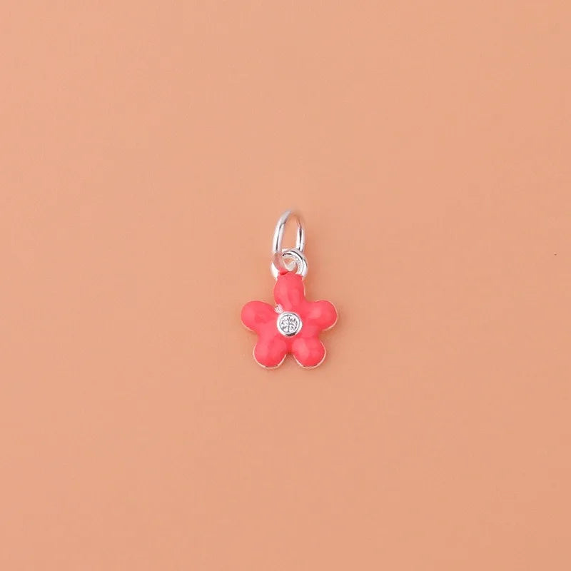 TrustDavis Real 925 Sterling Silver Fashion Drip Gum Flower Charm Pendant Handmade DIY Accessories Fine Jewelry Wholesale HY047
